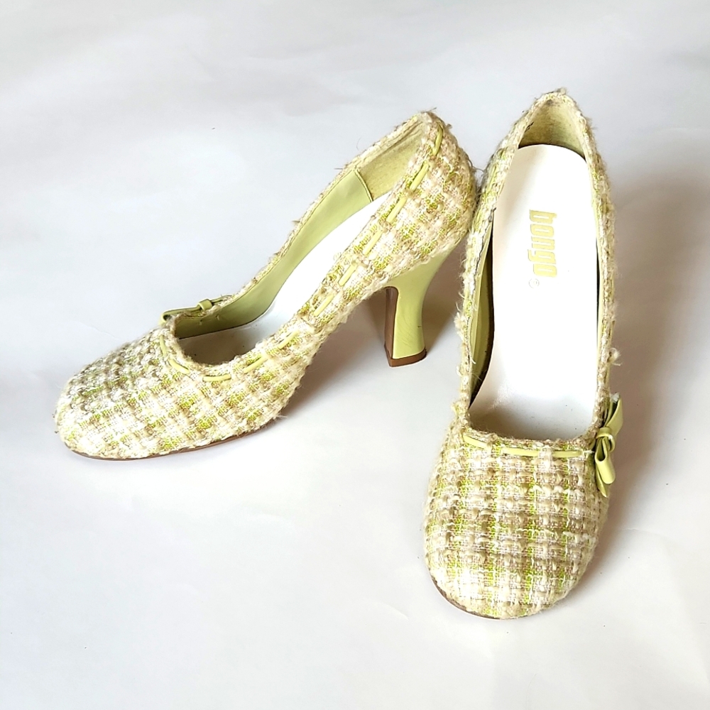 7 1/2 lime tweed heels, BONGO, Elle Woods style